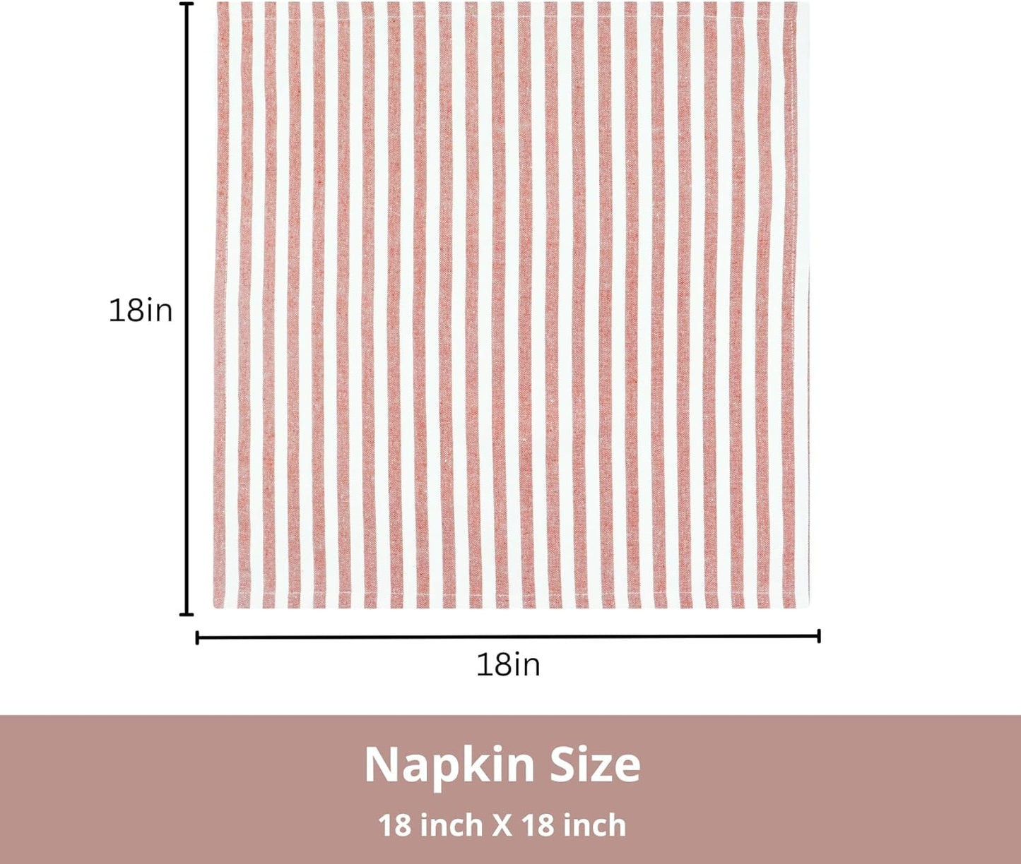 PurpleEssences Plain Striped Cloth Napkins - Set of 12-100% Cotton - 18 x 18 Inch - Fall Thanksgiving - Perfect Everyday Use Dinner Napkin - Royal Rust Ivory