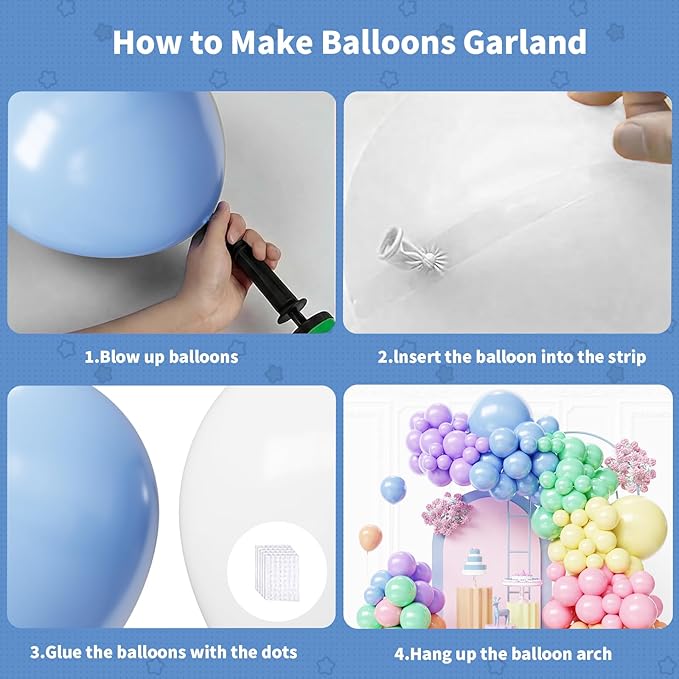 Easter Balloons Arch Kit,Pastel Rainbow Balloon Garland,18 12 10 5 Inch Different Sizes Pastel Latex Balloons for Birthday Spring Easter Baby Shower Wedding Anniversary Party Decorations