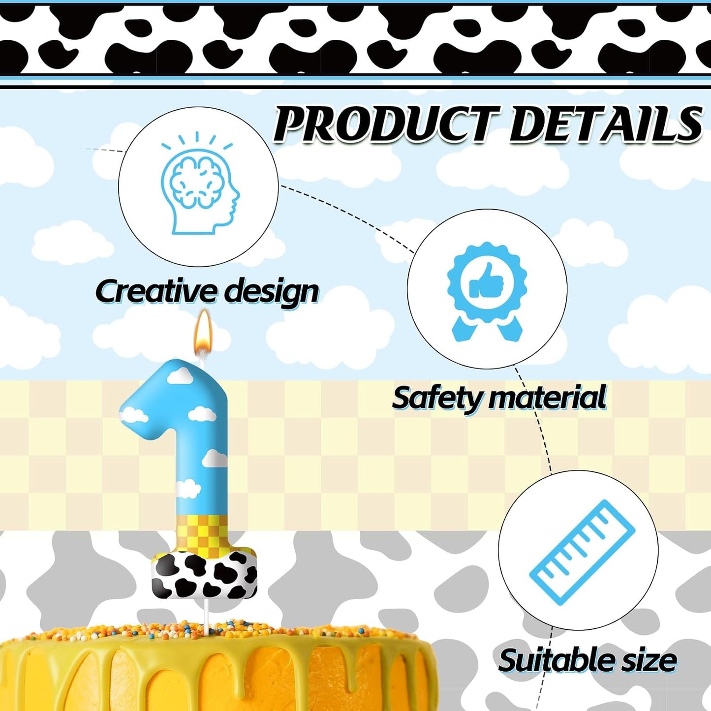 Toy Inspire Game Story Birthday Candles for Kids -Toy Themed Cake Topper Decorations,Party Supplies for Children's Birthday Celebrations(Number 1)