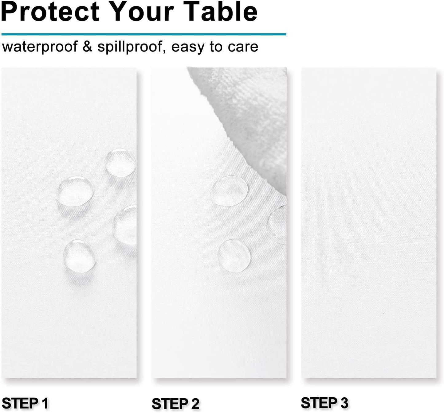 Hiasan White Square Tablecloth - Waterproof and Spillproof Restaurant Washable Polyester Table Cloth for Dining Room, 30 x 30 Inch