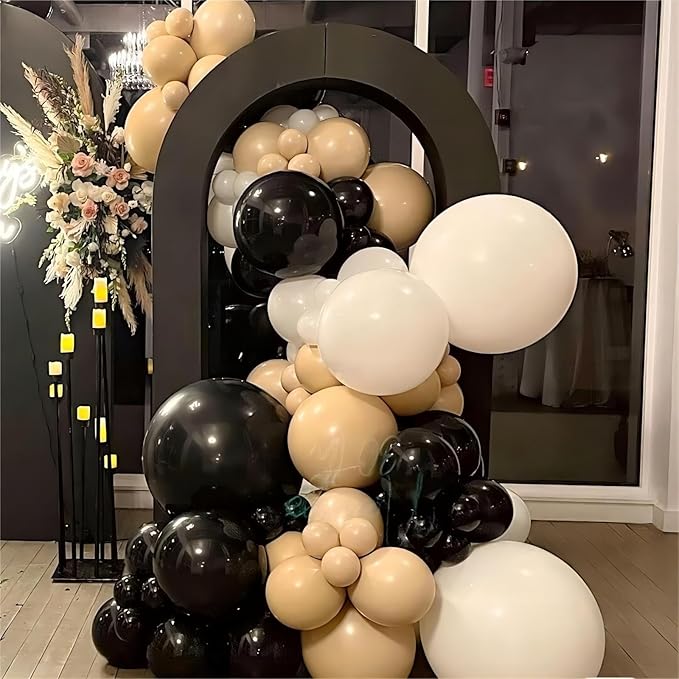 Black Balloons, 140pcs Black 18 12 10 5 Inch Different Sizes Pack Party Latex Balloons for Birthday Halloween Holiday Balloon Garland as Party Decorations