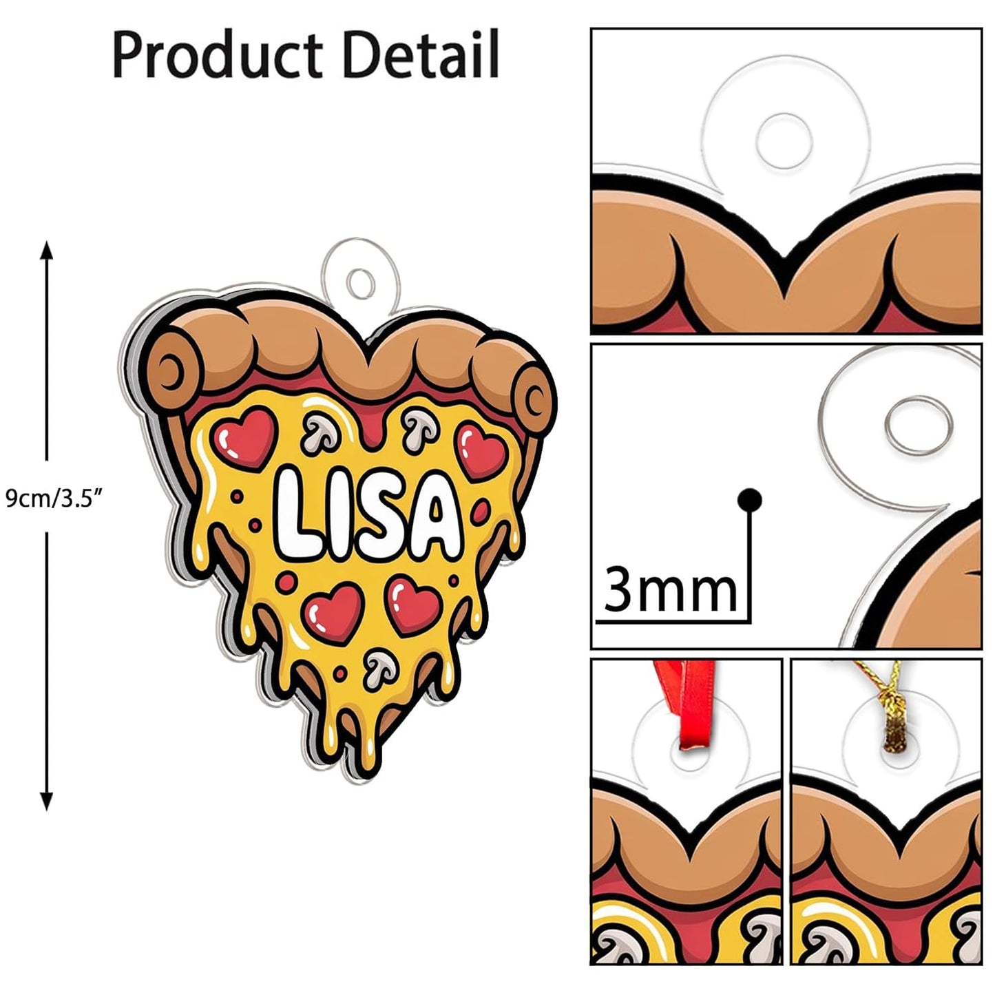 Personalized Heart Pizza Ornament, Custom Pizza Lover Christmas Ornament, Funny Foodie Gift, Holiday Keepsake, Cute Pizza Decoration Acrylic Ornament – Personalized Christmas Tree
