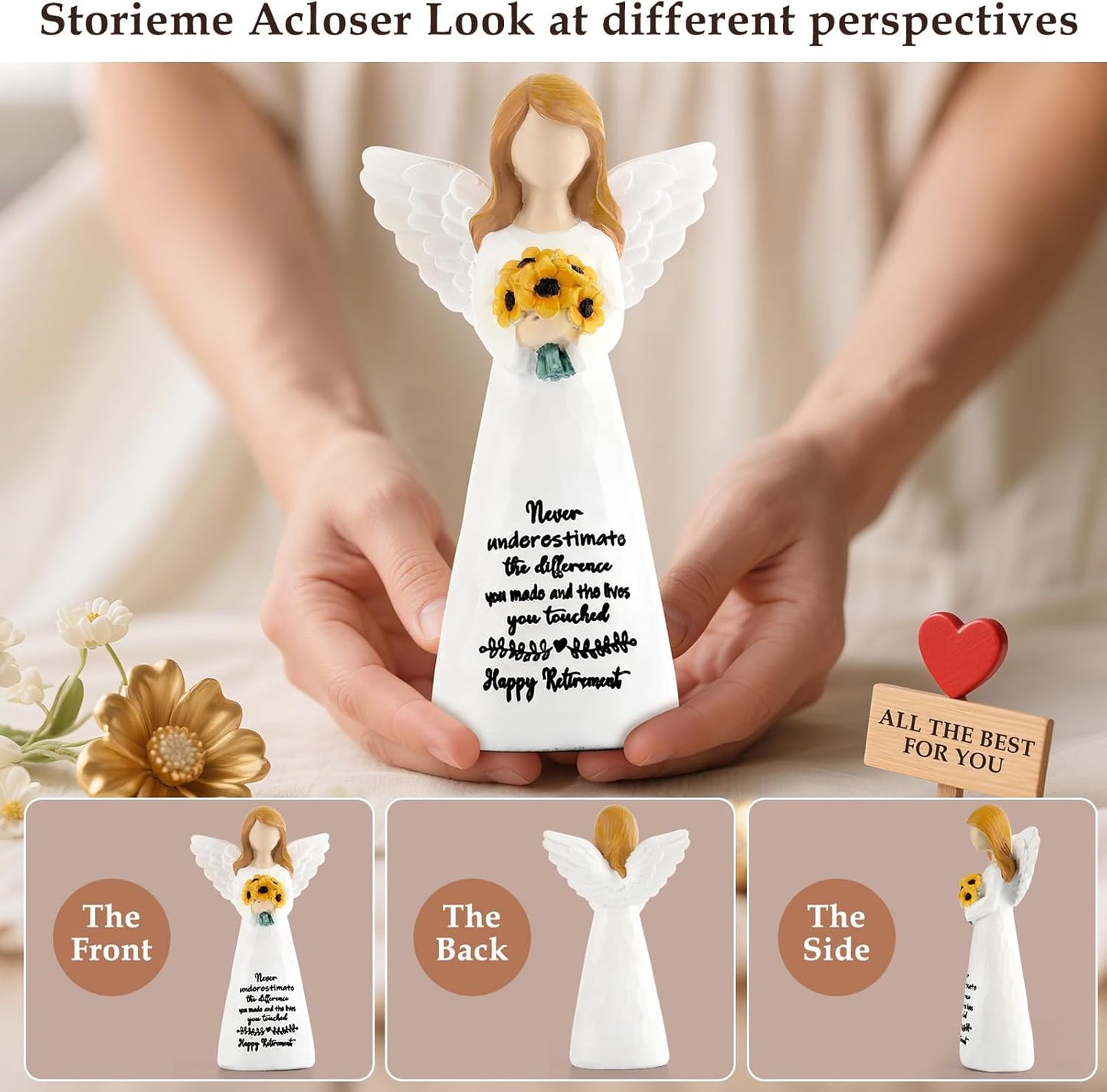 Retirement Gift for Woman 2025, Happy Retirement Gift for Woman Coworker Teacher Nurses Doctors Friends, 6" Retired Angel Figurine Party Decorations