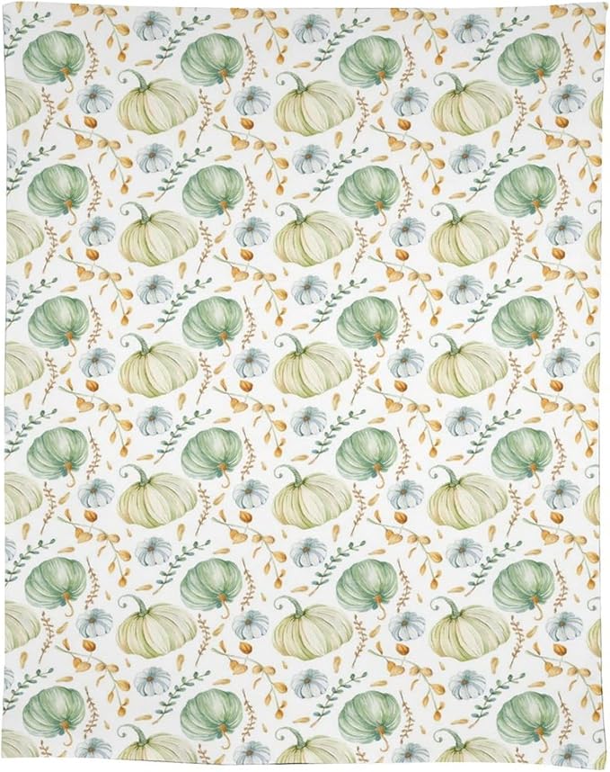 YCness Fall Tablecloth, Thanksgiving Autumn Harvest Watercolor Blue Green Pumpkin Orange Leaf Table Cover for Party Picnic Dinner 55x55 Inch Rectangle