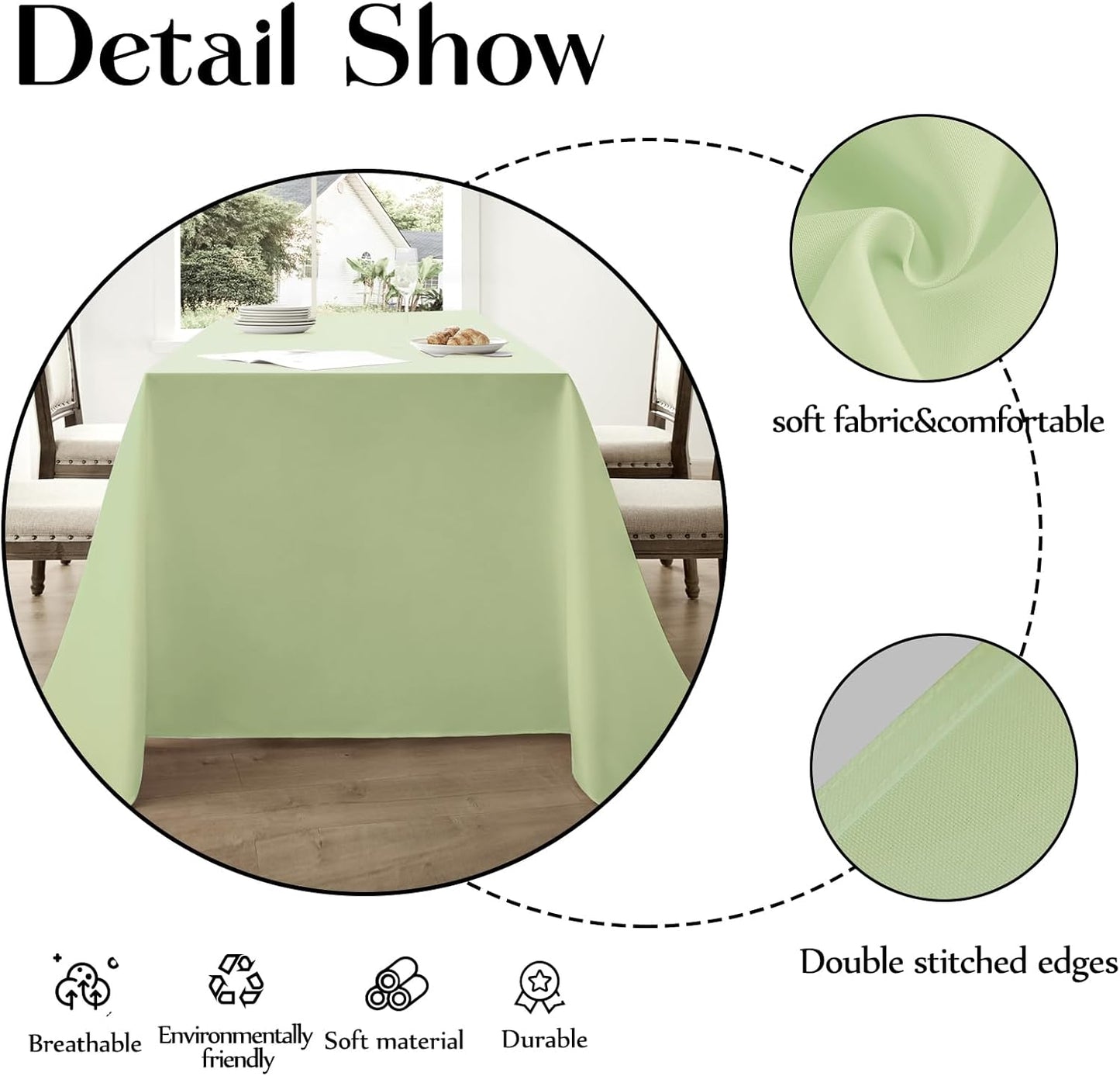 Rectangle Tablecloths 60x120 Inch 6 Pack Sage Green Tablecloth Washable Decorative Linen Polyester Table Cloths for Dining Table Banquets Buffet Parties and Wedding