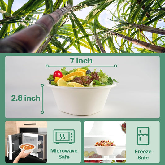 Homestockplus Disposable Soup Bowls 32oz [50 Pack] - Heavy Duty Deep Paper Bowls, Leakproof Compostable Containers for Ramen, Chili & Catering, Microwave Safe Bowls (White)