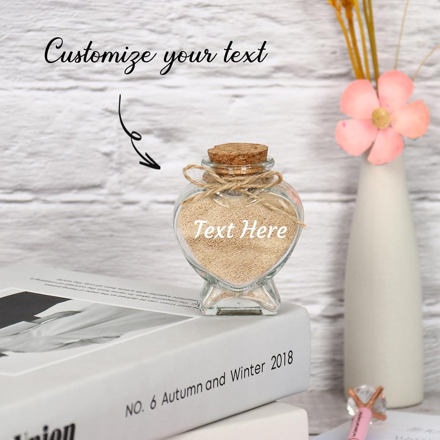 Personalized Heart Glass Honeymoon Sand Keepsake Jar, Custom Name Wedding Gift, Engagement Gift