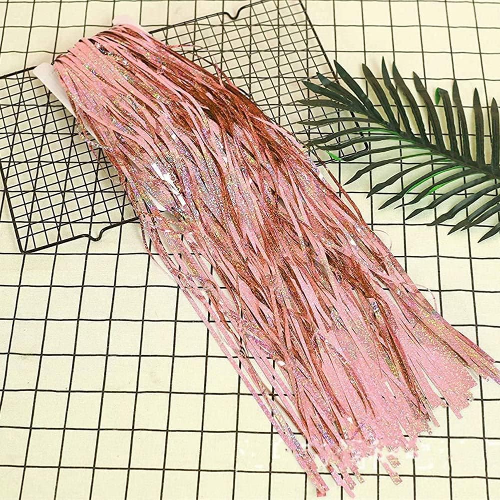 Tinsel Fringe Backdrop Party Decor Foil Curtain Party Decorations for Birthday Holiday Celebration Graduation Baby Shower Engagement Bachelorette Wedding Photo Booth Props(Sparkle Rose Gold)