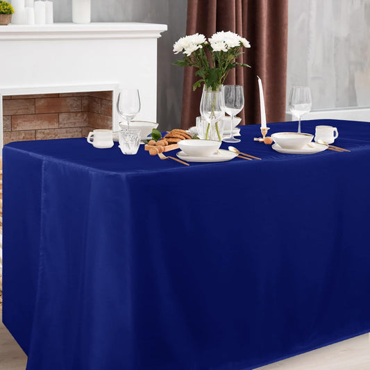 Obstal 2 Pack Table Clothes for 6 Foot Rectangle Tables - Water Resistant Washable Fabric Polyester Rectangle Table Cover Protector for Wedding, Banquet and Trade Shows, 72L x 30W Inches, Royal Blue