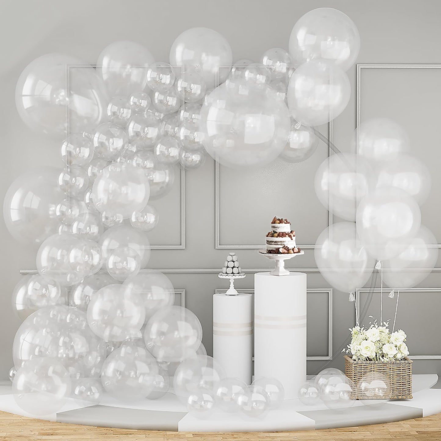 Labeol Clear Balloons Different Sizes 151PCS 18/12/10/5 Inch Clear Balloon Garland Arch Kit Quality Transparent Latex Balloons Decorations for Party Birthday Graduation Wedding
