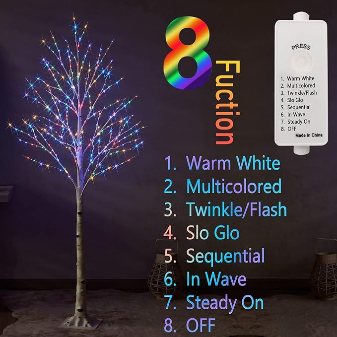 Fudios Lighted Birch Trees for Decoration 6FT Light up 330 LED Faux White Tree Plug in Artificial White Christmas Decor for Home Inside Xmas Wedding Party Gift Outdoor