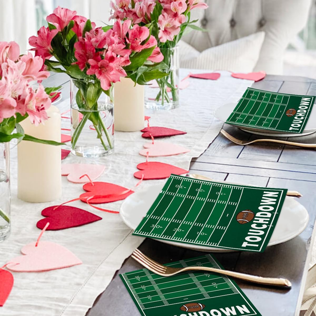 Horaldaily 100 Super Bowl Disposable Paper Decorative Luncheon Napkins, Football Touchdown and Game Day Themed for Party Lunch Dinner Kitchen Bathroom