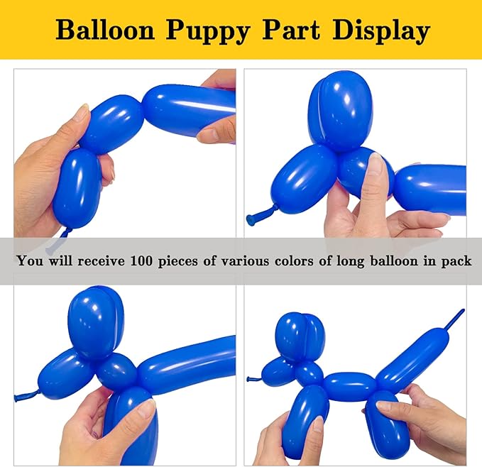 Blue 260 long Balloons 100 Pack Dark Blue Modeling Long Magic Balloons Thickening Latex Twisting DIY Animal Balloon for Birthday Wedding Christmas Festival Party Decoration (Dark Blue Long Balloons)