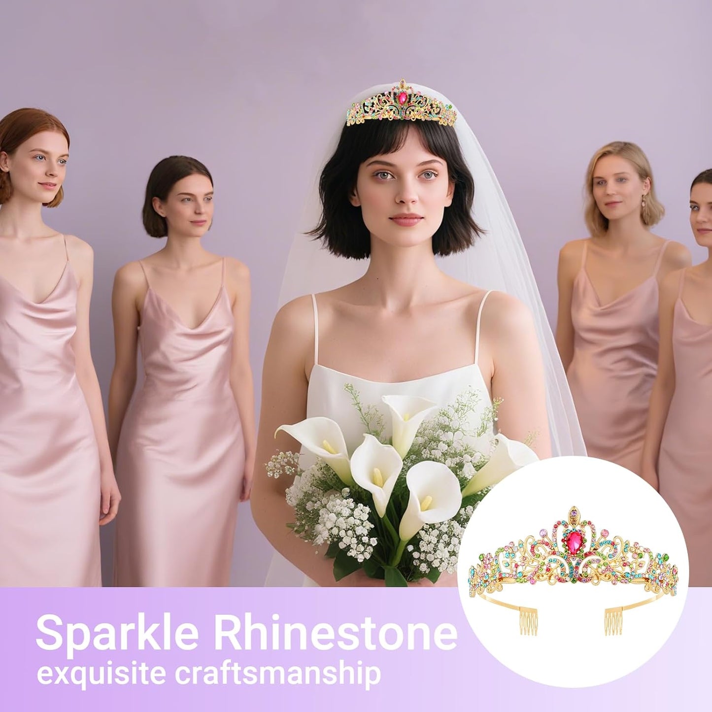 Tiara Crown for Women, Queen Tiara for Birthday Prom Bridal Party Custome Multi