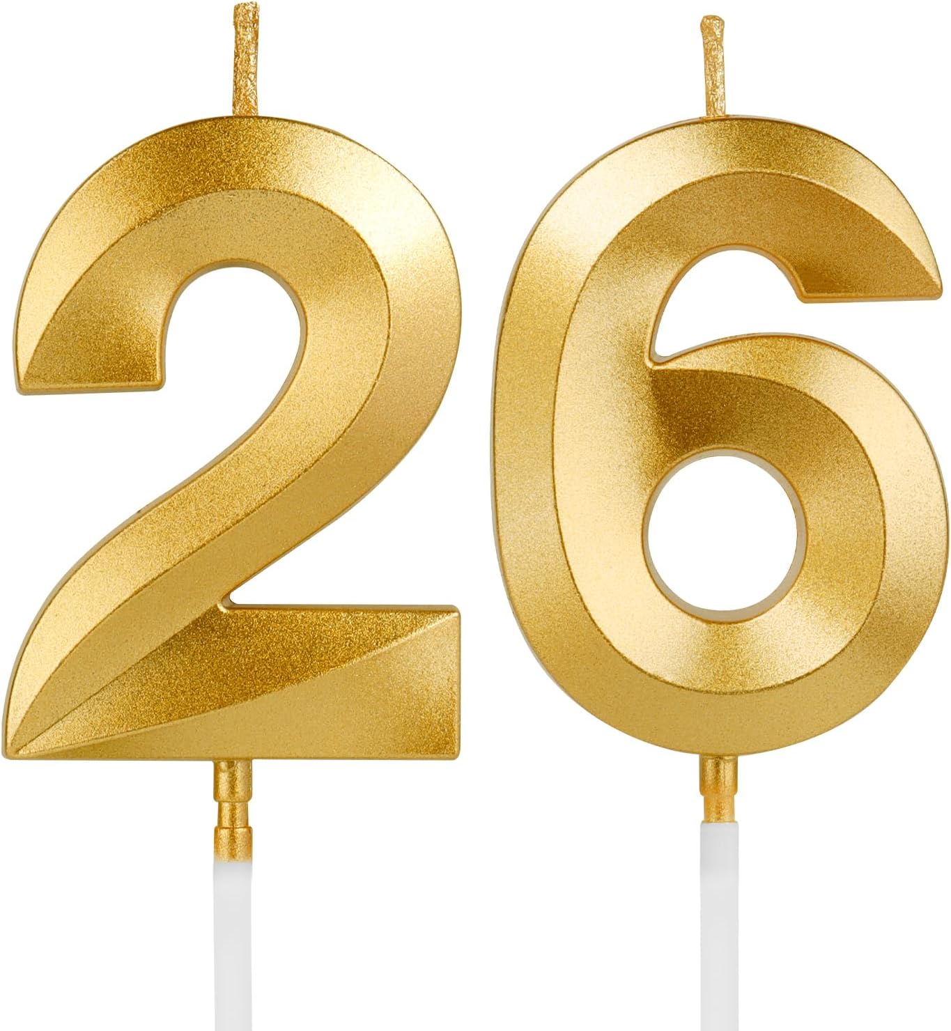 Birthday Candles, 1.96 Inch Number 26 Happy Birthday Candles, Number Candles Decoration for Birthday Party and Anniversary Celebration(Champagne Gold)