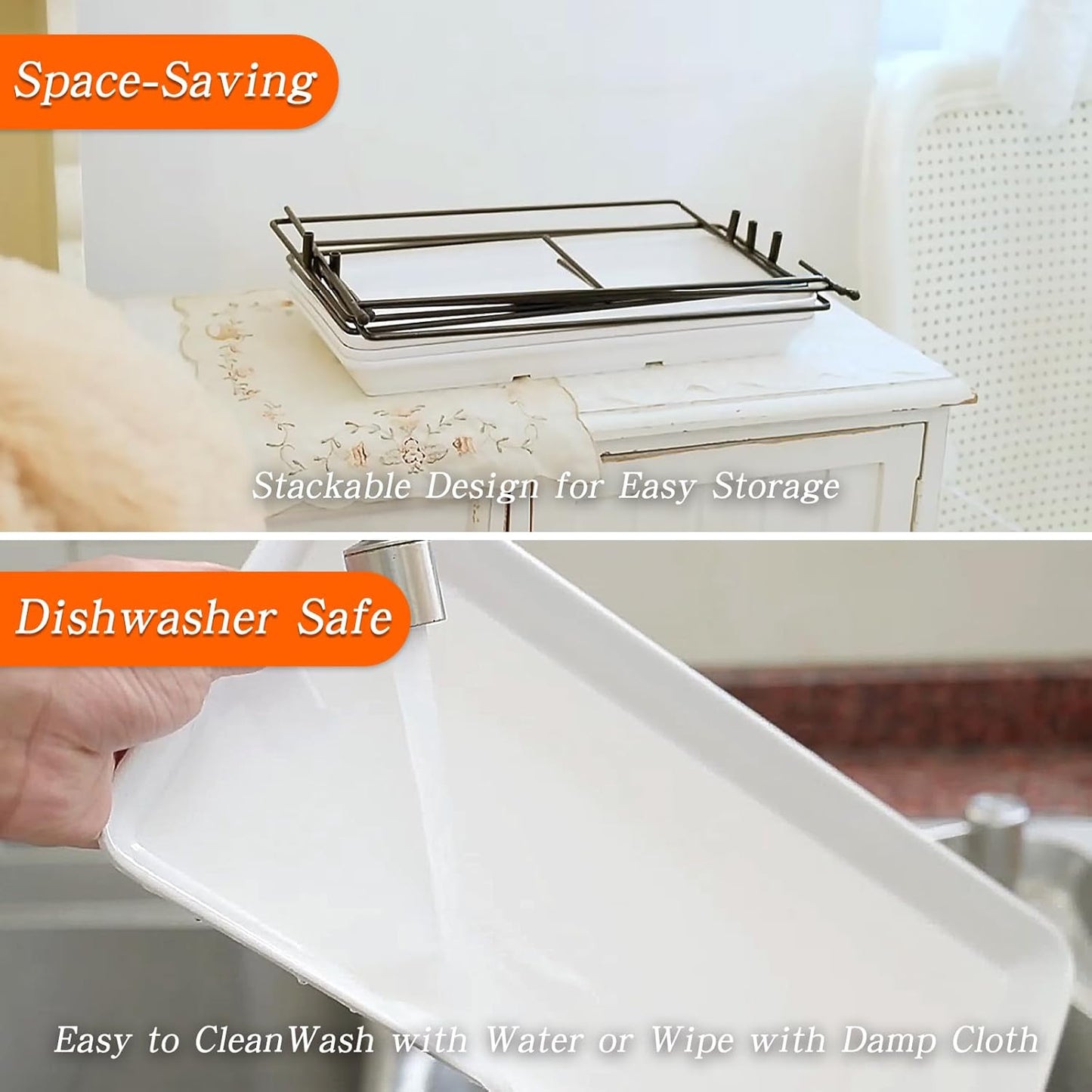 3 Tier Serving Tray for Party 14" White Reusable Dessert Table Display Set Black Metal Cupcake Stand Cookie Serving Platter for Serving Food Party Collapsible Sturdier Fruit Tiered Tray Stand Sturdier