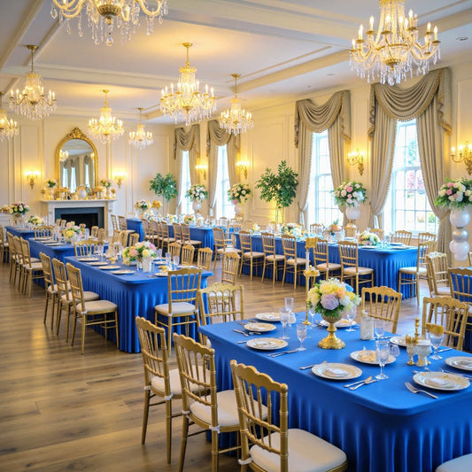 leegleri 6 Pack Royal Blue Spandex Table Clothes for 6 Foot Rectangle Tables, Wrinkle Free Fitted Table Cloth 6ft Stretch Tablecloths for Parties Weddings Birthday Banquet Baby Shower
