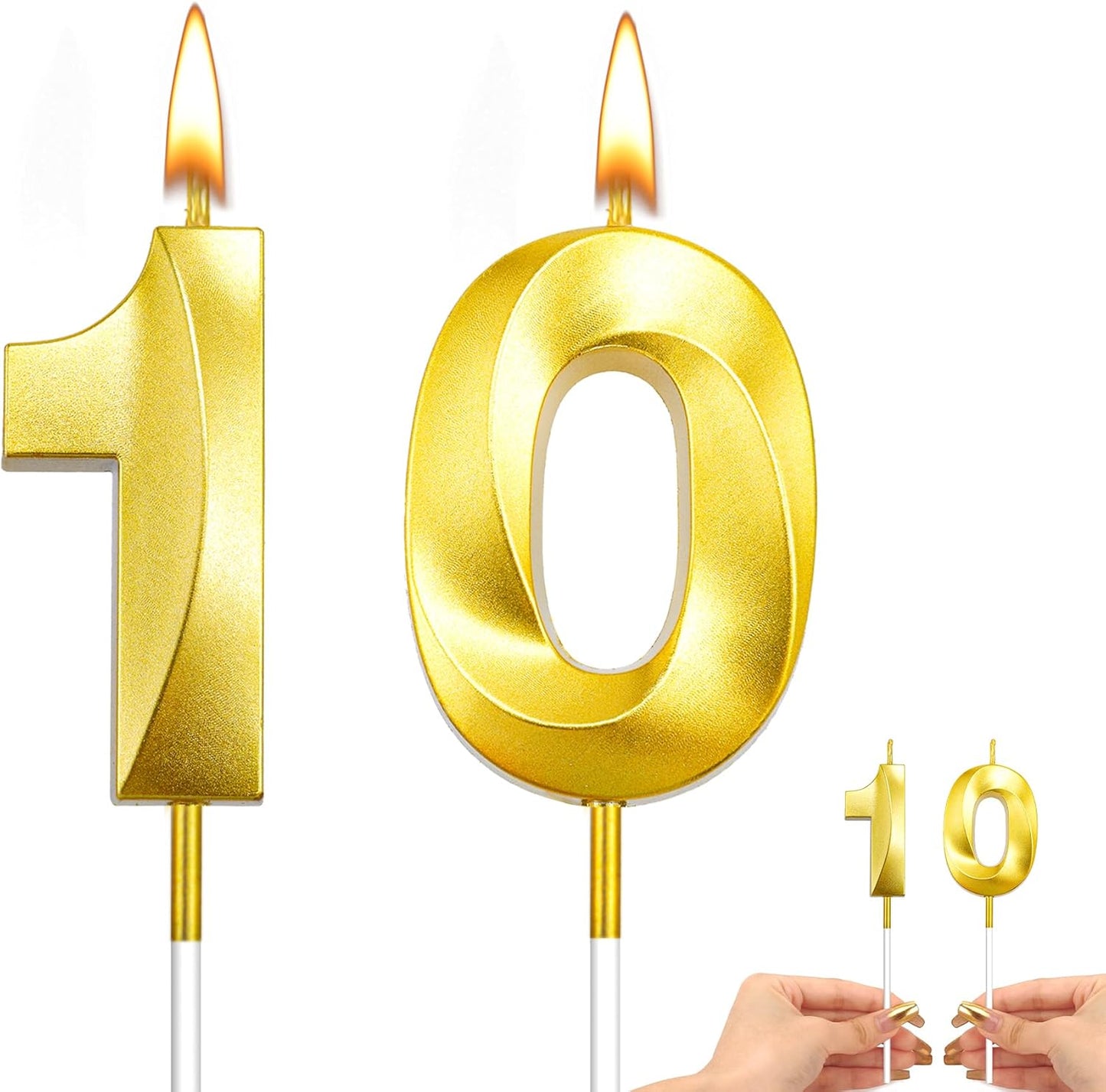 10th Birthday Candle Number 10 Candle 10 Birthday Candle Birthday Candles Numbers 10th Birthday Decorations for Boys 10th Birthday Cake Topper 3D Design Number Birthday Candles Gold Candles Birthday