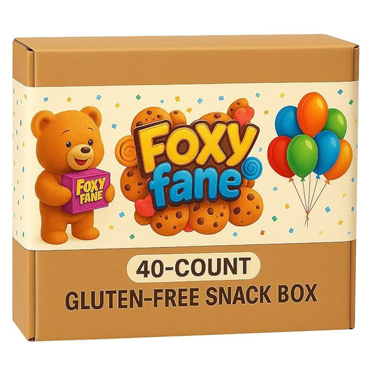 Foxy Fane 40 count Gluten-Free Healthy Snack Box - Premium Holiday, Christmas & New Year Gift Care Package full of Chips, Nuts, Bars, Popcorn - Bulk Bundle of Delicious Gluten Free Treats (40 Snacks)