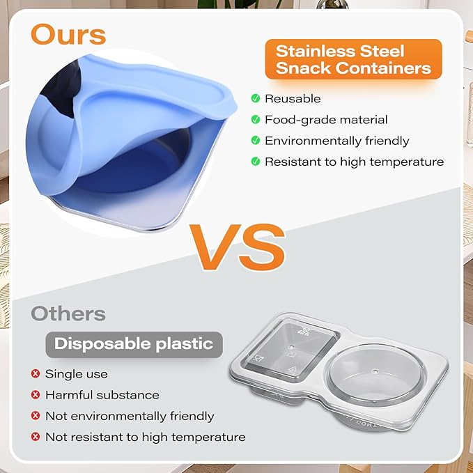 3 Pack Salad Dressing Containers,Double Compartment Small Condiment Containers with Silicone Cover,for Holding Salad,Sauce,Nuts, Leak-Proof Reusable Stainless Steel Container for Office,Picnic,Travel