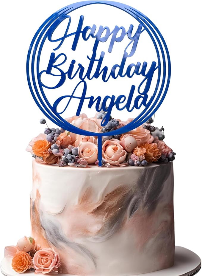 Personalized Happy Birthday Cake Topper Couples Name Cake Topper for Wedding or Engagement Gift Custom Birthday Cake Topper for Any Age Made with Wood & Acrylic