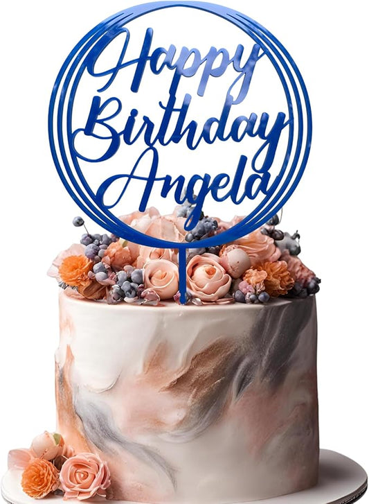 Personalized Happy Birthday Cake Topper Couples Name Cake Topper for Wedding or Engagement Gift Custom Birthday Cake Topper for Any Age Made with Wood & Acrylic