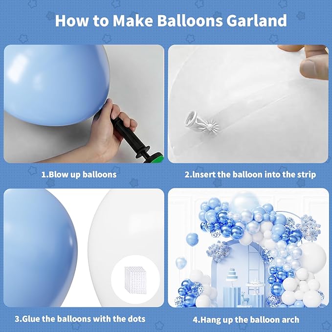 Light Blue Balloons Arch Kit,130pcs Blue and White Balloon Garland,Different Sizes 18 12 10 5 Inch Baby Blue Latex Balloons for Birthday Wedding Baby Shower Graduation Blue Themed Party Decorations