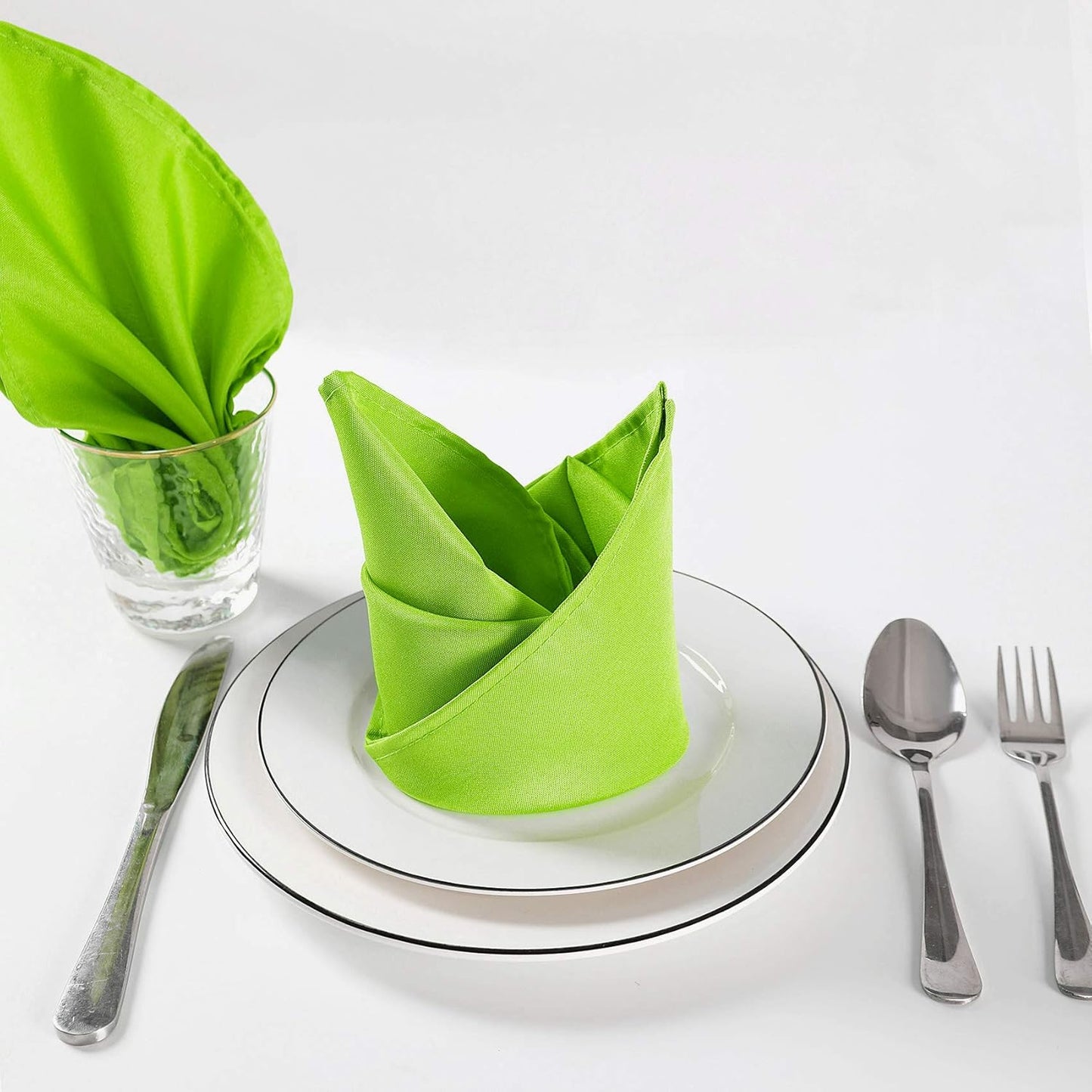 Cloth Napkins 17x17 inch Washable Polyester Dinner Napkins Soft Table Napkins for Wedding Party Dining Banquet(Apple Green,50PCS)
