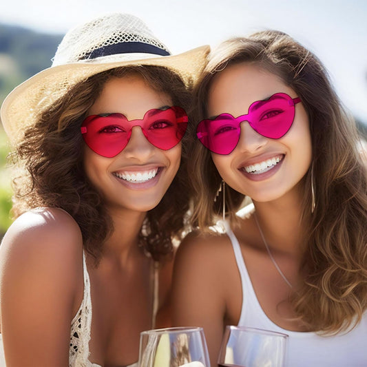 18 Heart Shape Rimless Sunglasses Transparent Candy Color Party Glasses Colored Eyewear for Women