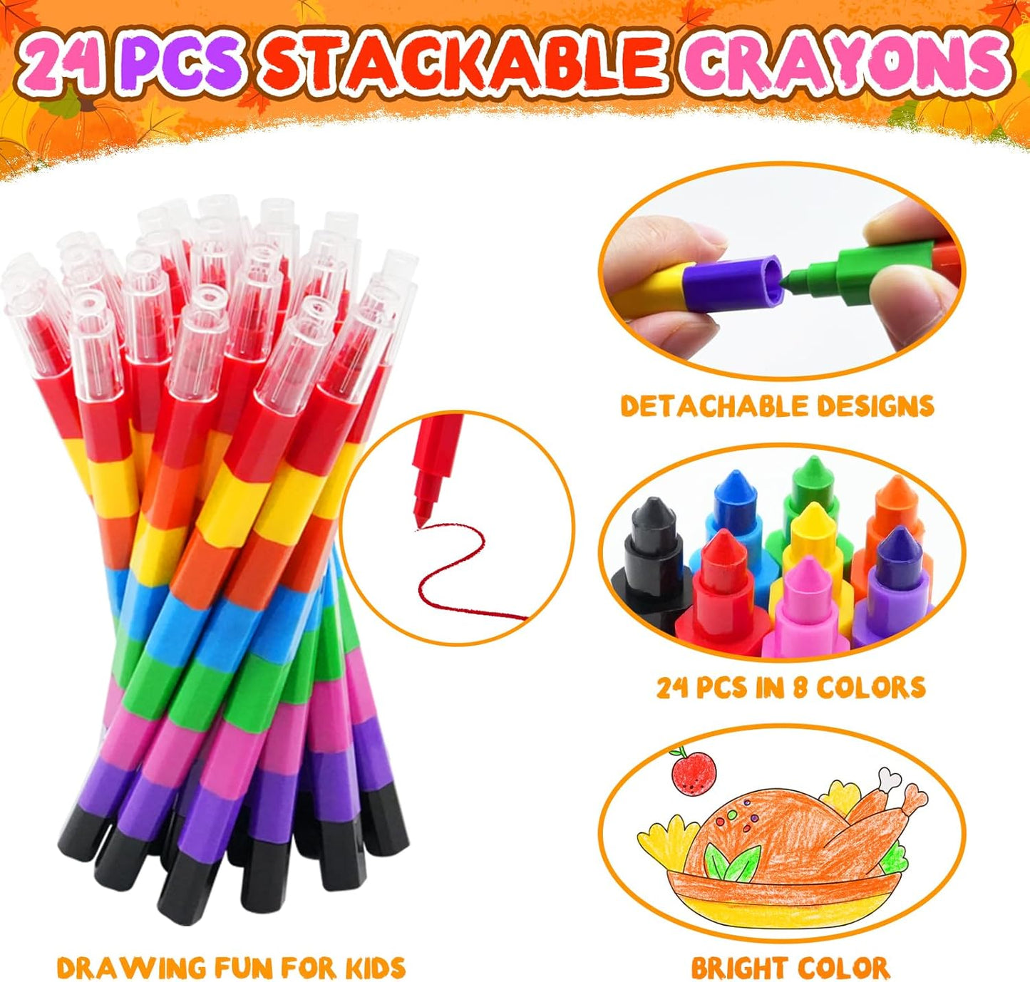 ZMLM 24 Coloring Books for Kids Party Favors: Bulk 24 Crayons Mini Coloring Books for Kids Ages 4-8 Birthday Goodie Bags Stuffers Toddlers Return Gifts Classroom Prizes Teacher Crafts (Thanksgiving)