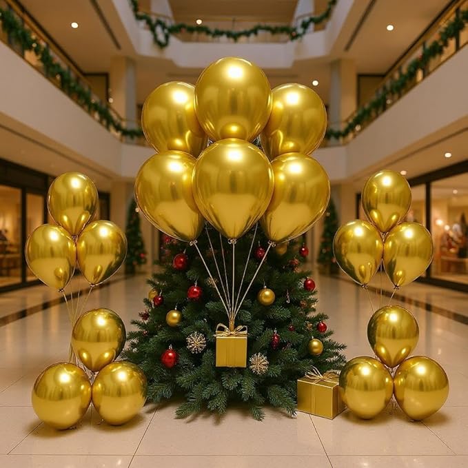 50 Pcs 12 Inch Metallic Gold Balloons, Chrome Gold Latex Balloons for Party Decorations, Shiny Thick Gold Balloons for Wedding, Birthday, Graduation, Baby Shower, Anniversary Decorations