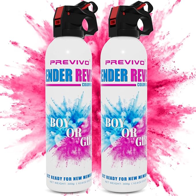 Previvo Gender Reveal Fire Extinguisher Set - 2 Pcs Pink Smoke Spary -100% Biodegradable Party Supplies- For Memorable Baby Gender Reveal Decorations &Ideas(Large Size)