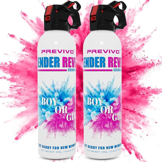 Previvo Gender Reveal Fire Extinguisher Set - 2 Pcs Pink Smoke Spary -100% Biodegradable Party Supplies- For Memorable Baby Gender Reveal Decorations &Ideas(Large Size)