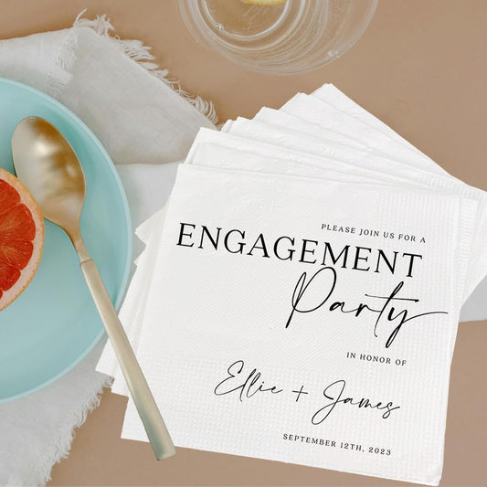 Luxury Custom Pack 15pcs Engagement Napkins, Engagement Napkins for Party, We're Engagement Napkins, Engagement Beverage Cocktail Luncheon Dinner Napkins 4