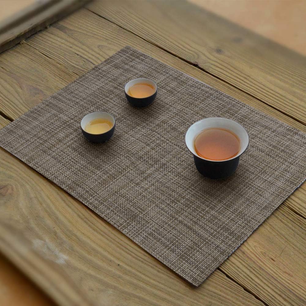 homEdge PVC Placemat, 4 PCS of Non-Slip Heat Resistant Place Mats, Washable Vinyl Placemats, Set of 4 – Linen Gray