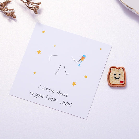 Ralukiia New Job Token Gift with Card for New Beginnings, Cute Smiley Toast Keepsake, Funny Congratulations Gift for Promotion, Fresh Start or Career Milestone, Leaving Gifts for Colleague Women