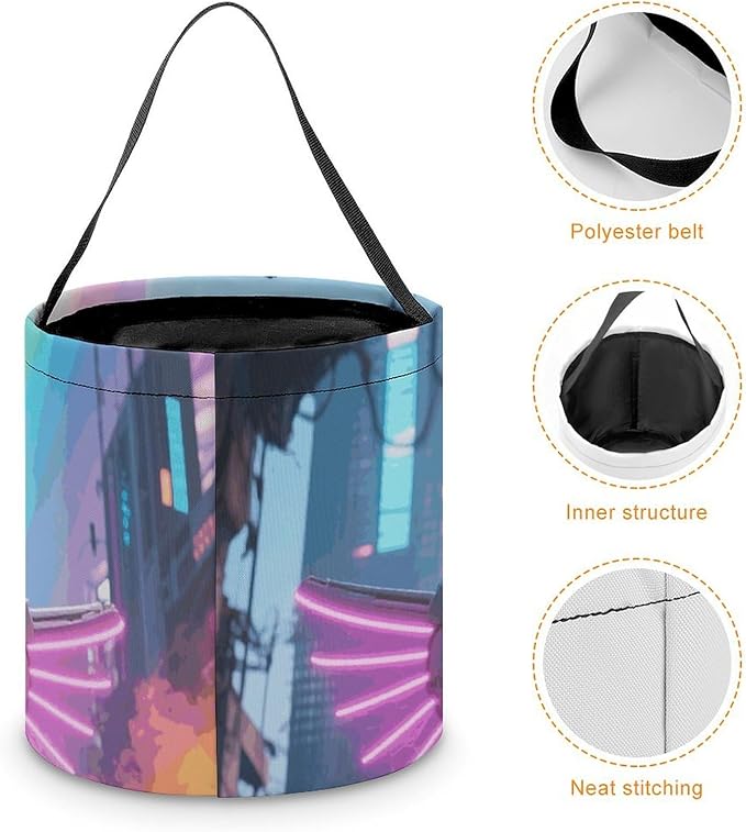 Halloween Candy Bucket - Cyber Hippie Tiger Trick Or Treat Candy Bag, Gift Bag for Party Favor Supplies