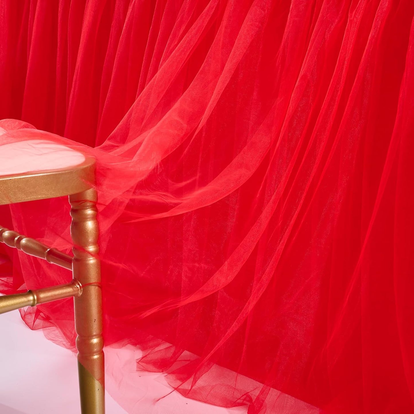 Suppromo 6ft Red Tulle Table Skirt Tutu Table Skirts for Rectangle or Round Tables Red Table Clothes for Christmas Baby Shower Birthday Party Buffet Banquet Decorations(L6(ft)*H 30in)