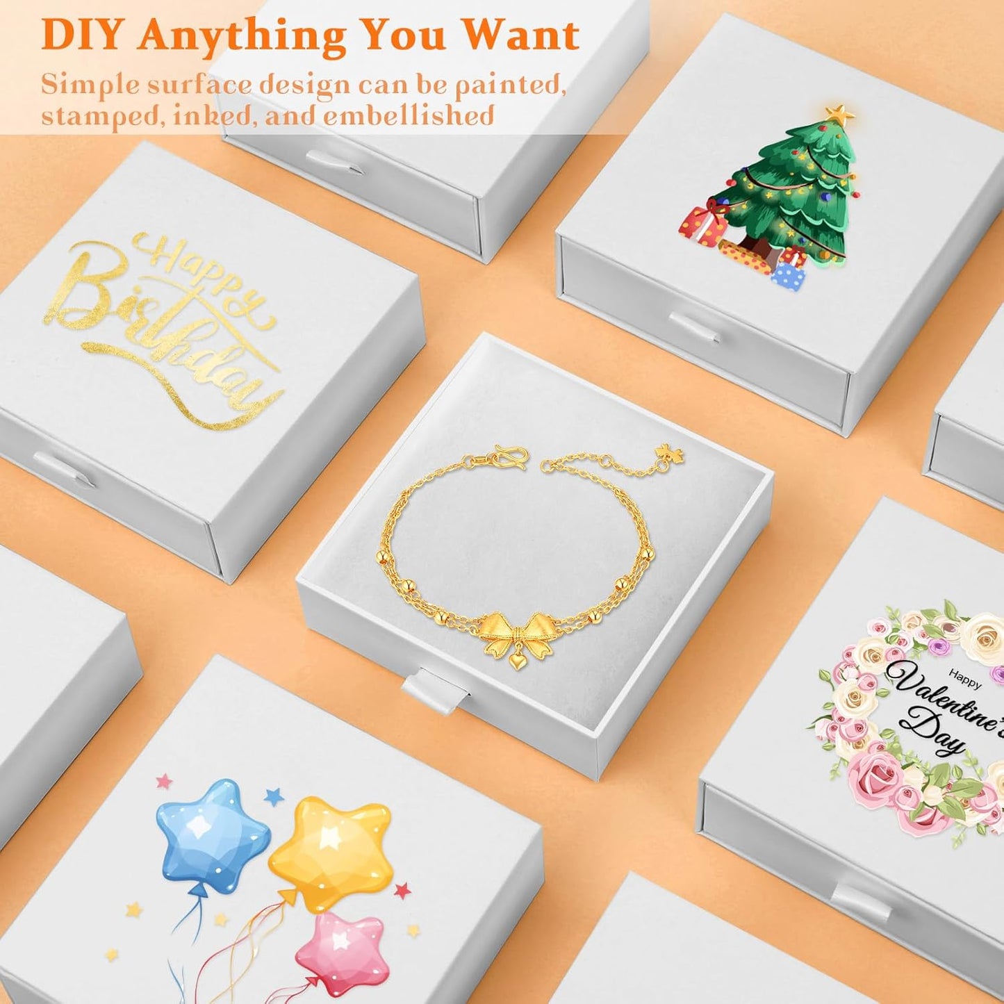 Jewelry Boxes, 5 Pack 3.5×3.5x1 Inch Small Jewelry Gift Box Bulk, Cardboard Jewelry Gift Necklace Ring Earring Boxes (White)
