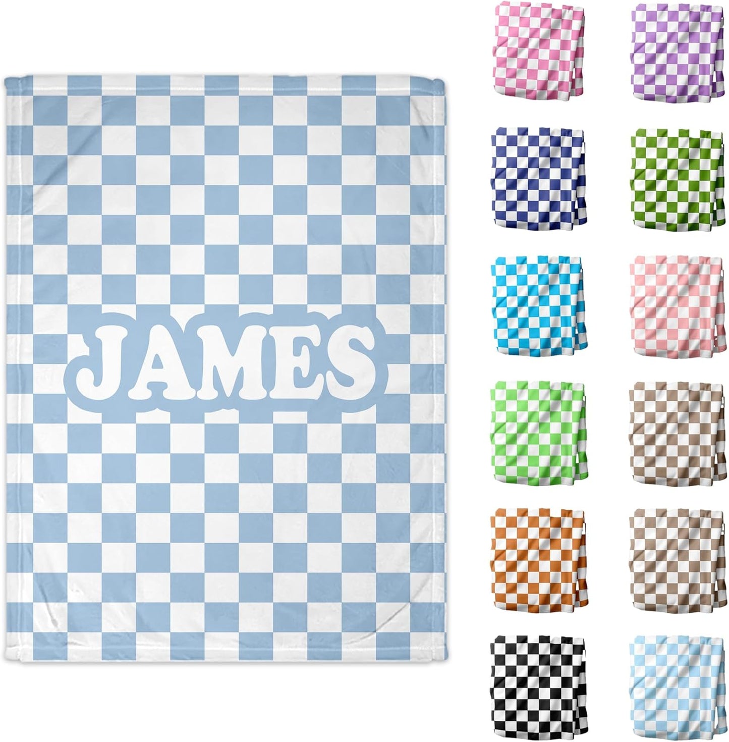 Girls Love A Monogram Personalized Gingham Checkered Blanket – Custom Gift for Christmas and Holidays – 12 Colors, Font Options Printed in America - Ships Next Day (Check, 60 x 80 Adult)