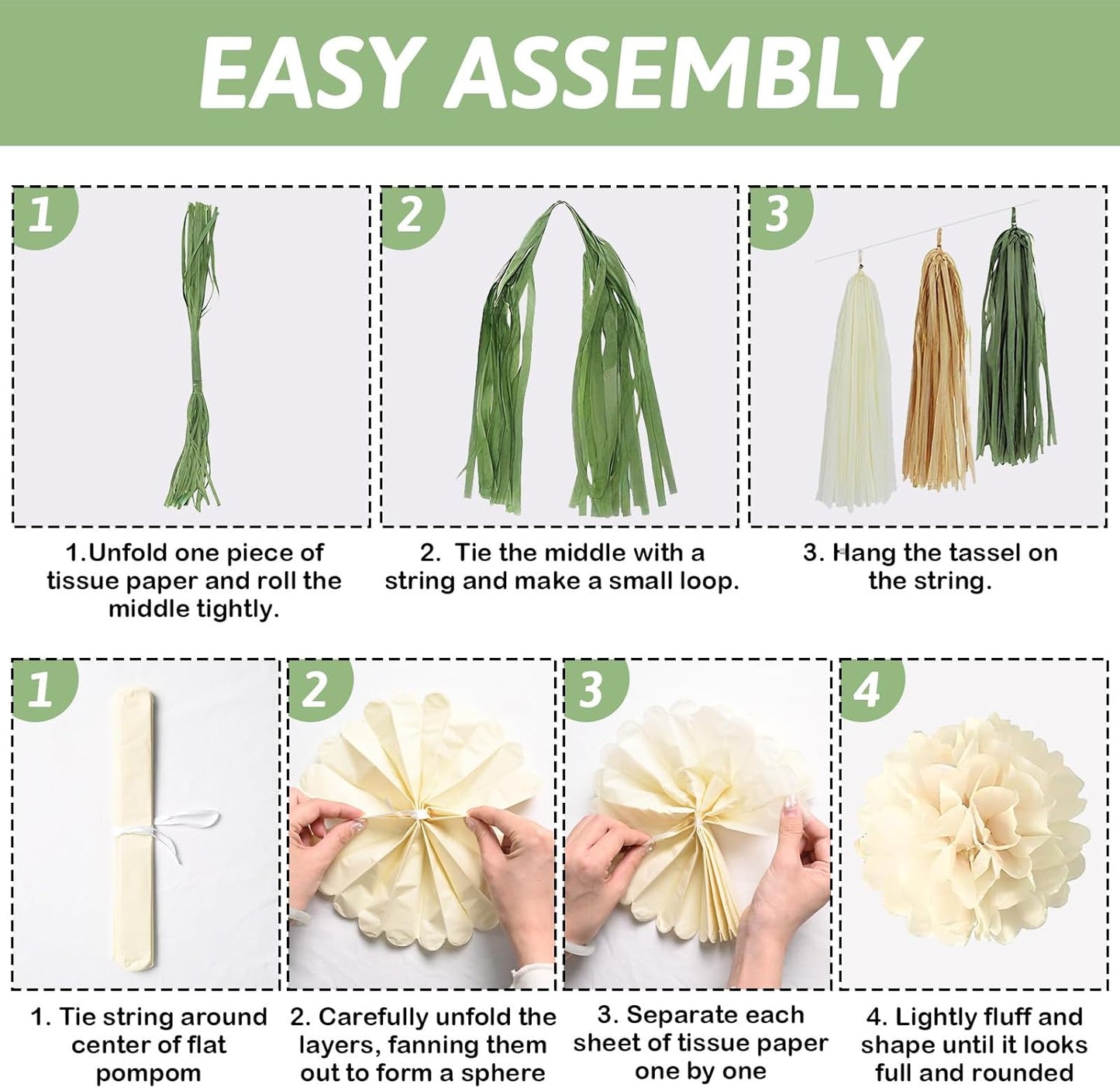Sage Green Baby Shower Decorations, Welcome Baby Banner Olive Green Gold White Sand Confetti Latex Foil Balloons with Oh Baby Cake Topper Pom Poms Tassels for Boho Neutral Gender Reveal Party Supplies
