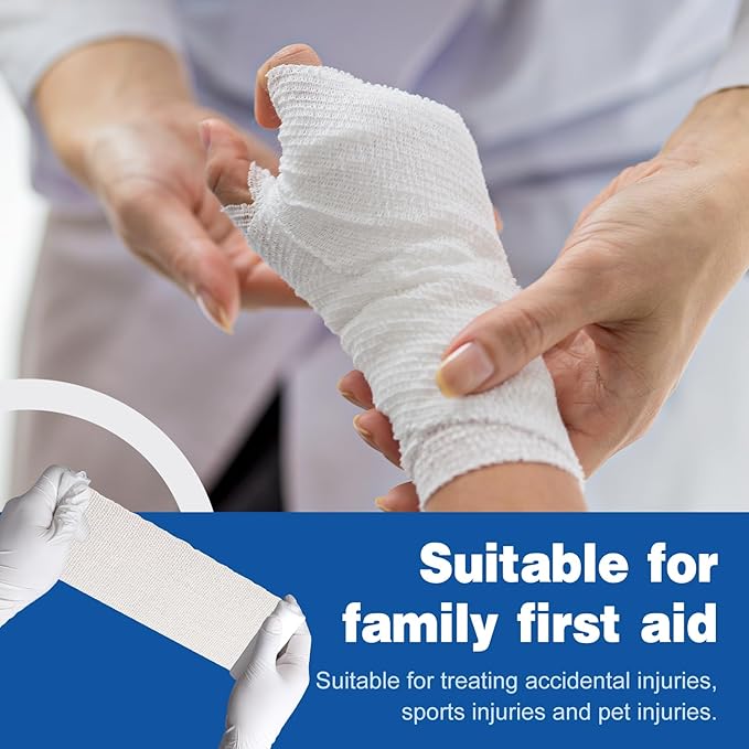 AZEN 100 Pack Gauze Rolls Bandages, 3 in x 4.1 Yards, First Aid Supplies & Premium Medical Supplies, Bandage Wrap Vet Wrap