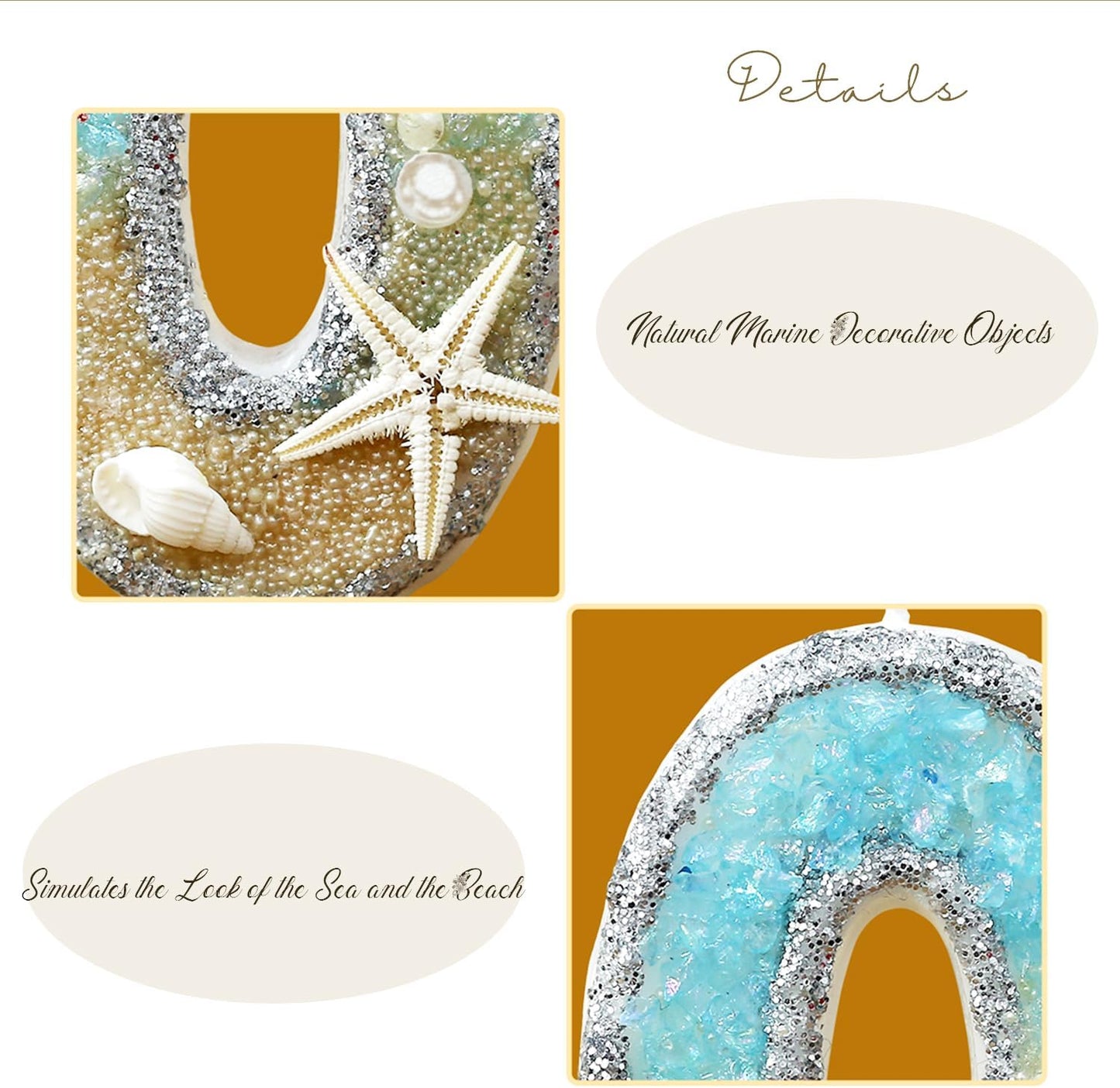 10th Birthday Candle for Cake, Beach Starfish Sequins Candles, 2.76 inch Cake Topper Decoration for Birthday Party (Number 10)