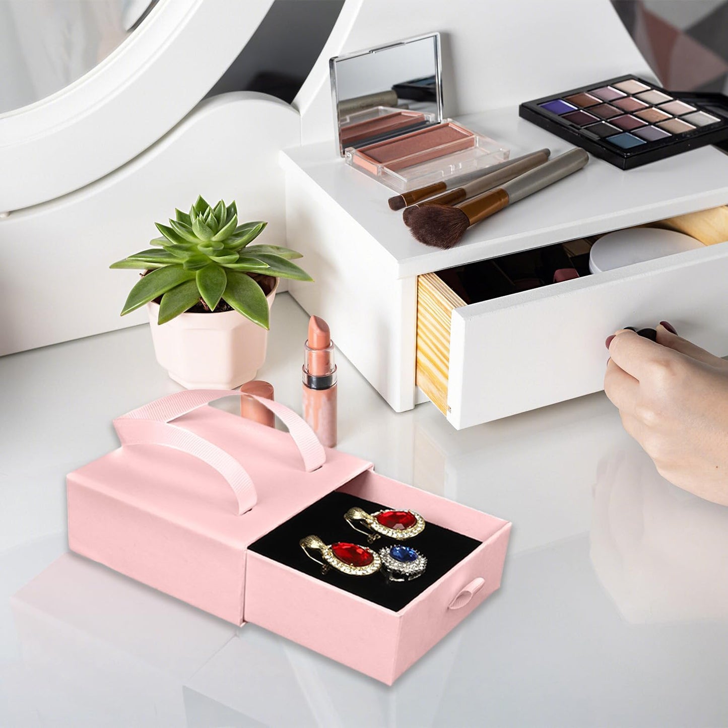 Small Jewelry Boxes, 12 Pack Jewelry Gift Boxes Drawer Jewelry Box Necklace Box, Jewelry Gift Box Necklace Gift Box For Earrings Rings Necklace Bracelet,4 x 4 x 1.7 Inches (Pink)