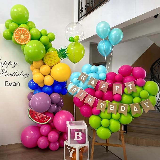 Colorful Rainbow Balloon Garland Arch Kit, 167Pcs Multicolor Neon Primary Color Balloons for Birthday Summer Pool Tropical Theme Carnival Party Decorations