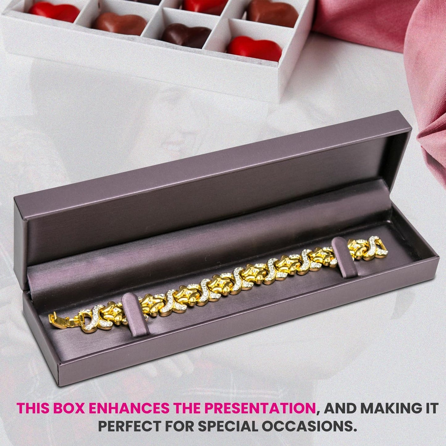 Novel Box Purple Jewelry Box for Bracelet 8.87x2.25x1.5 Inches - Bracelets Gift Box for Proposal Wedding Engagement - Faux Leatherette Jewelry Display Box - Gift Presentation Boxes for Bracelets