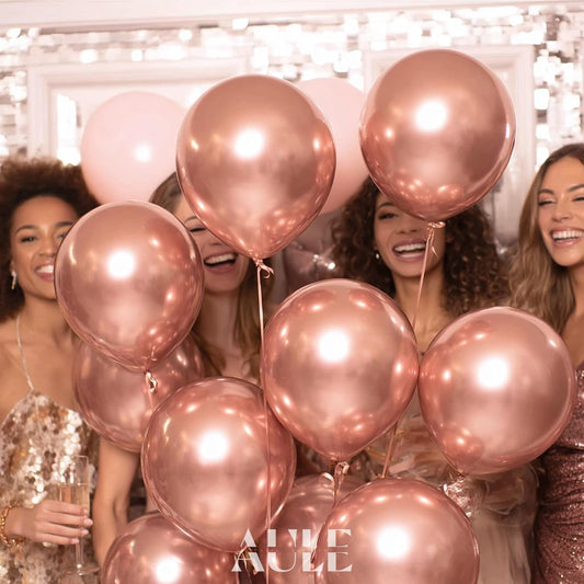 AULE Party Balloons 50 Pcs 12 inch Rose Gold Metallic Chrome Helium Shiny Latex Thicken Balloon Perfect Decoration for Wedding Birthday Baby Shower Graduation Christmas Carnival