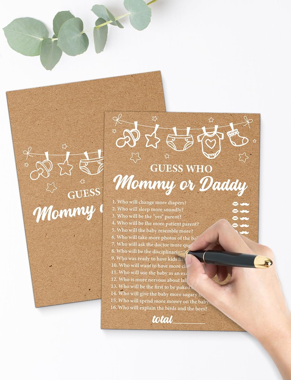 Guess Who Mommy or Daddy Baby Shower Game, Funny Baby Shower Games for Girl or Boy, 20 Minimalist Guess Who Game Cards