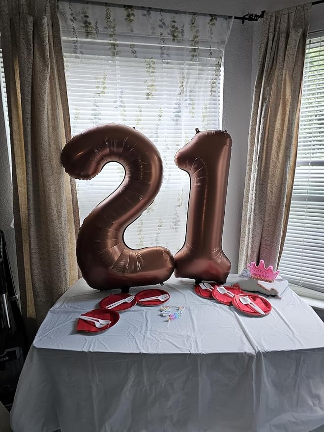 Number 0 Balloons 40 Inch Coffee Brown Number Balloons for 10 20 30 40 50 60 70 80 90 100 Numbers Balloon Birthday Decorations Wedding Event Baby Shower