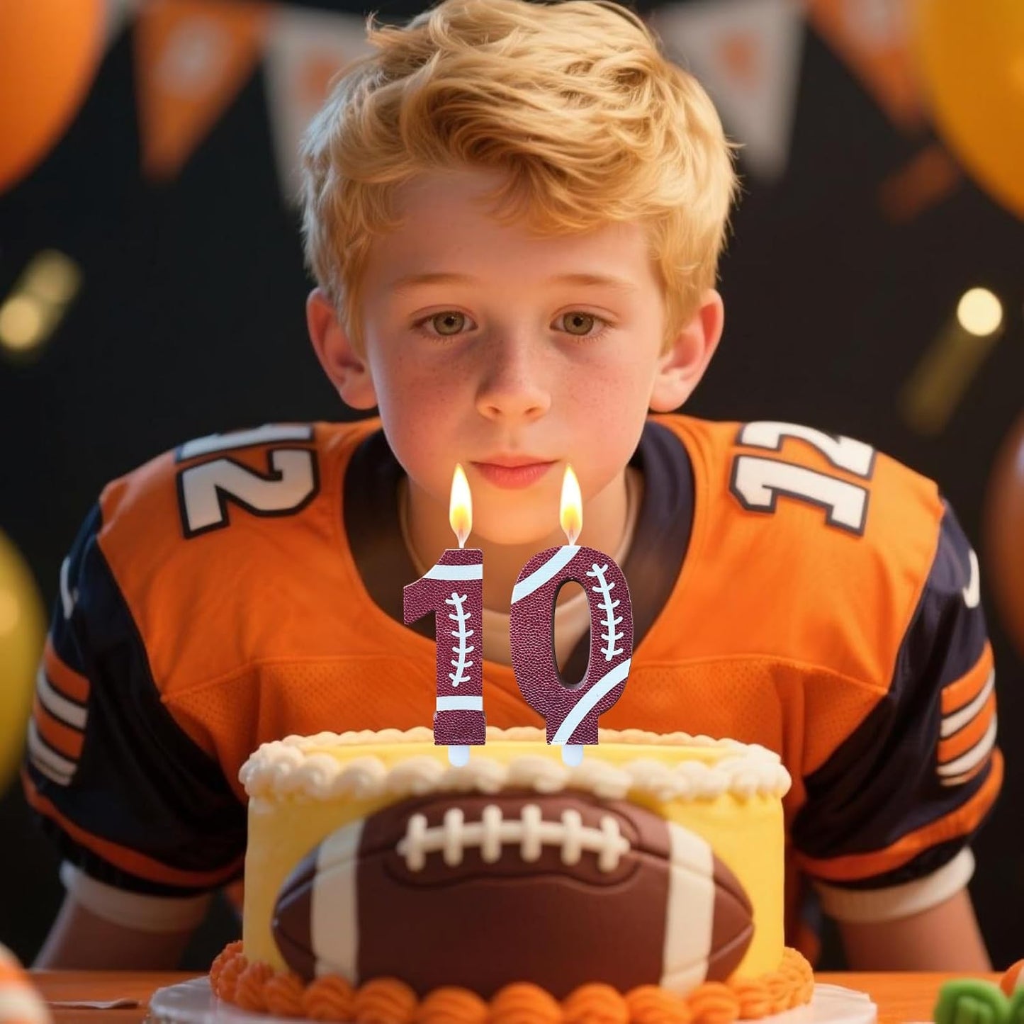 Football Birthday Number Candles for Cake Brown Number 14 Candle Football Cake Topper Cupcake Topper for Football Birthday Party Decorations Supplies Favors
